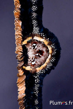 Hoedenband model nr. 2 - 75 x 8 cm - middendeel 13 cm - goudgeel-zwart-naturel